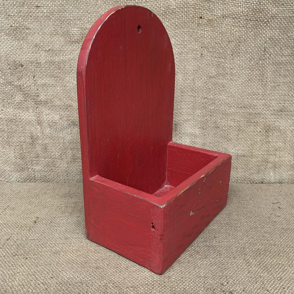 Rustic Wall Box - Worn Red Painted Pine - Farmhouse - Cottage