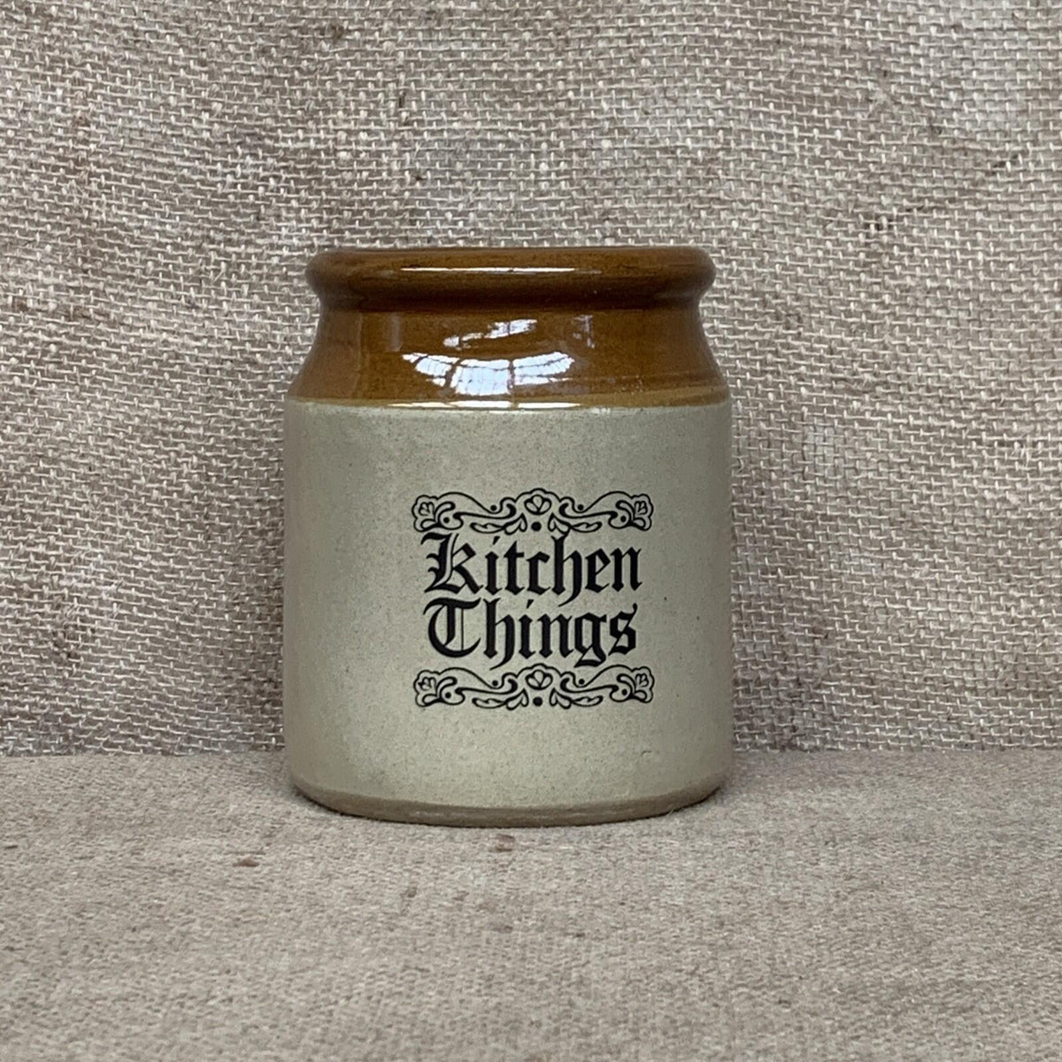 Vintage Stoneware Utensil Pot - Kitchen Things - Farmhouse - Cottage