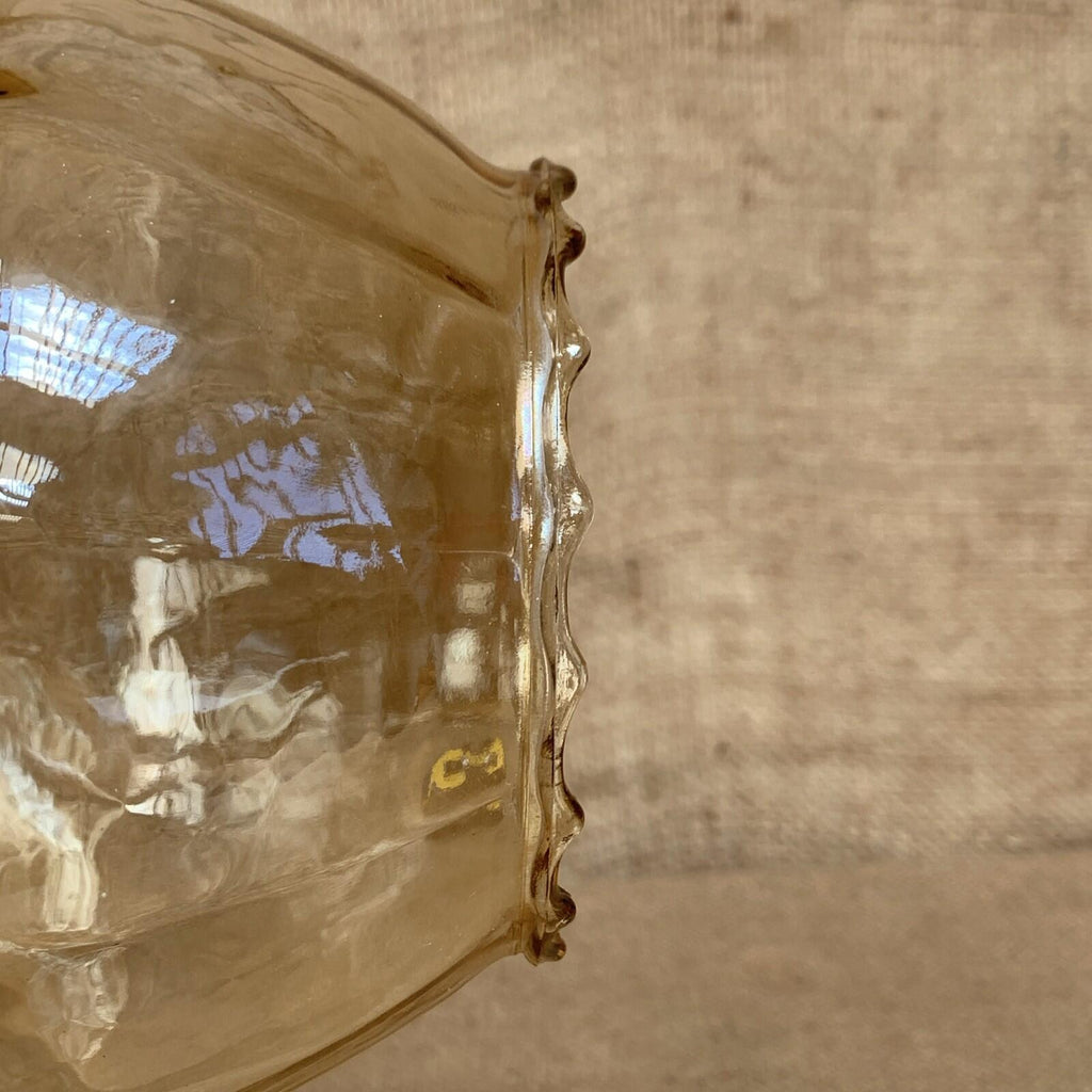 Vintage Amber Glass Internal Iridescent Scallop Lamp Shade