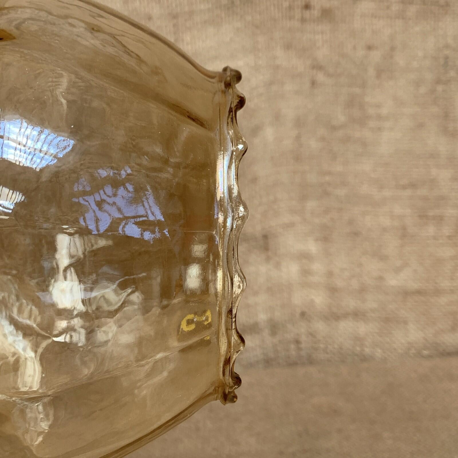 Vintage Amber Glass Internal Iridescent Scallop Lamp Shade