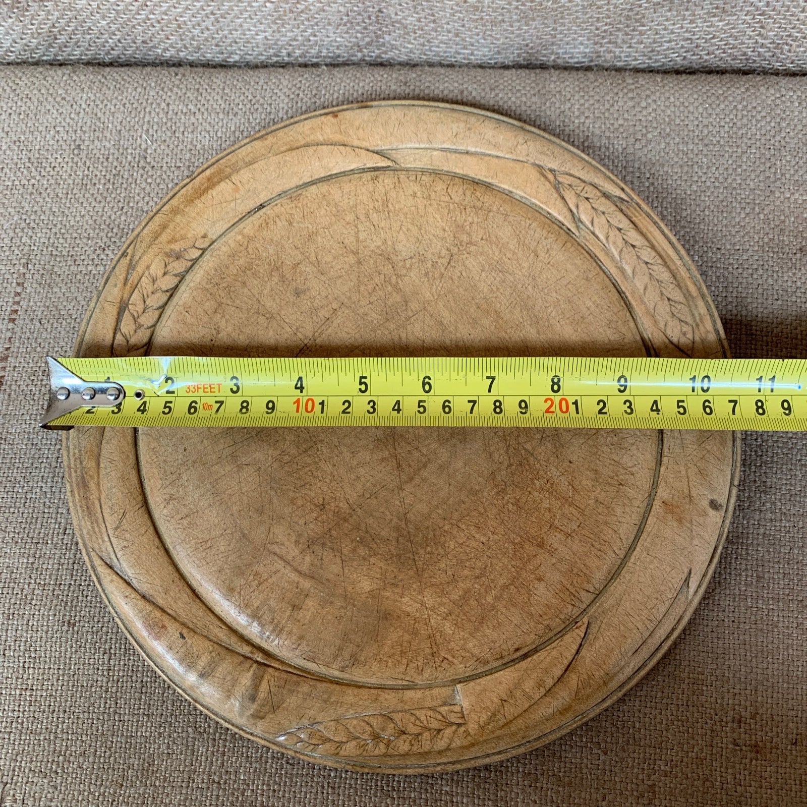Antique Wooden Bread Board with Wheat Carving #1297