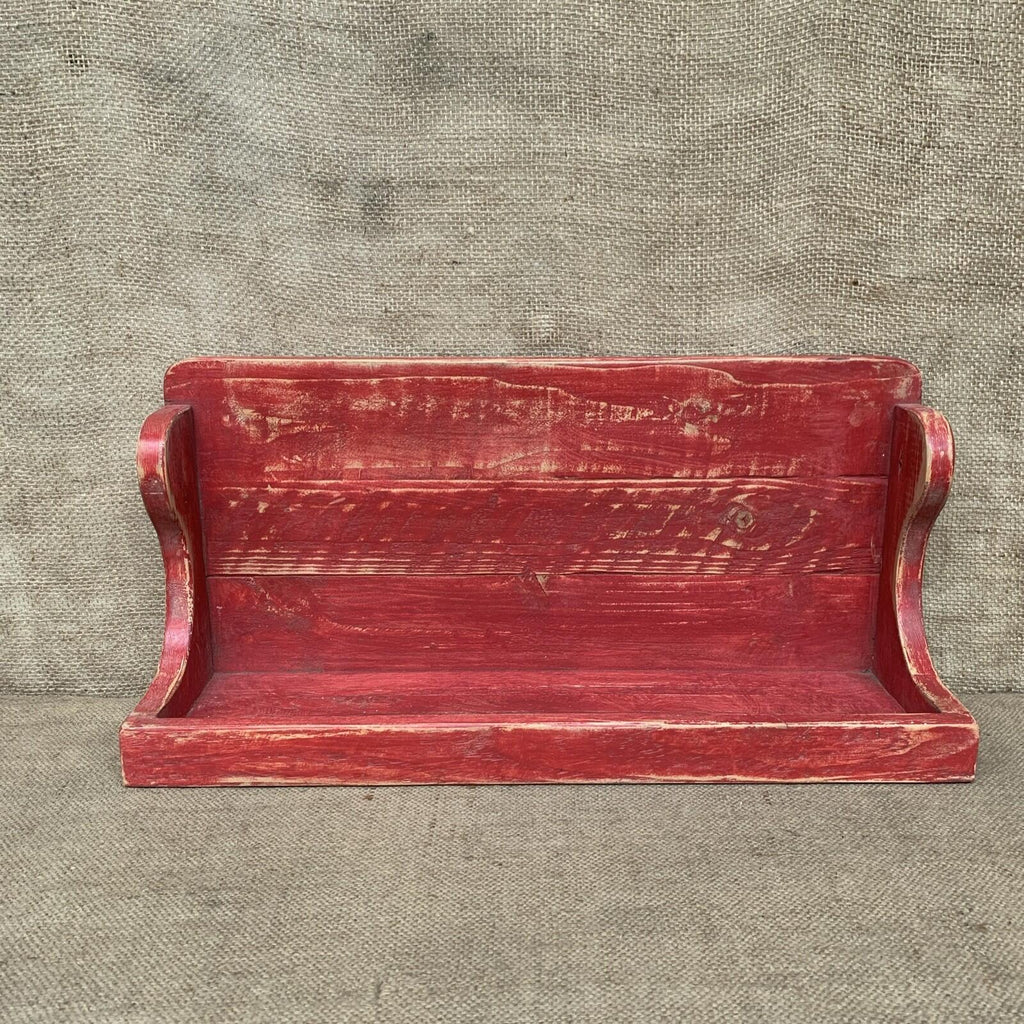 Rustic Pine Shelf - Painted Red - Free Standing Or Wall hanging