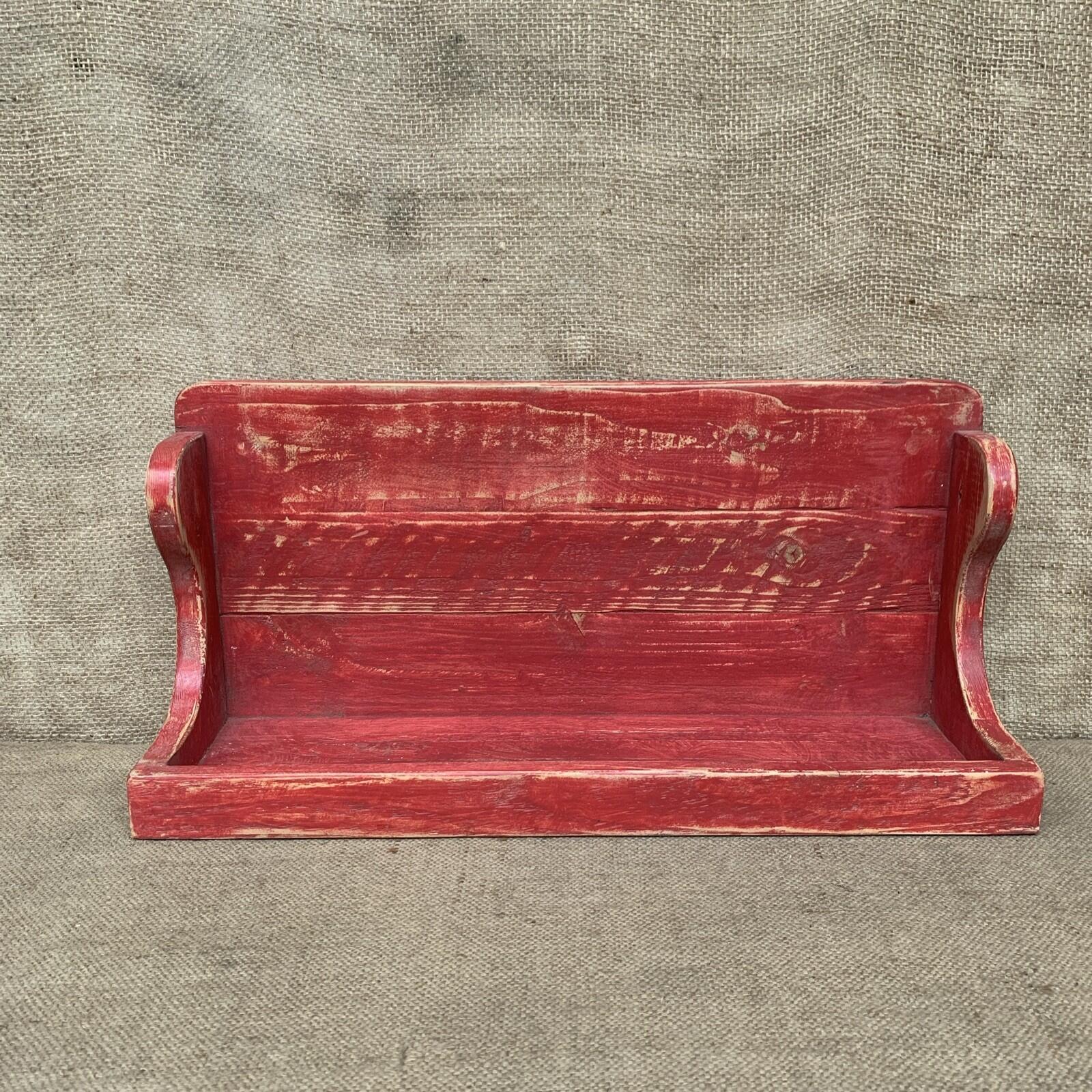 Rustic Pine Shelf - Painted Red - Free Standing Or Wall hanging