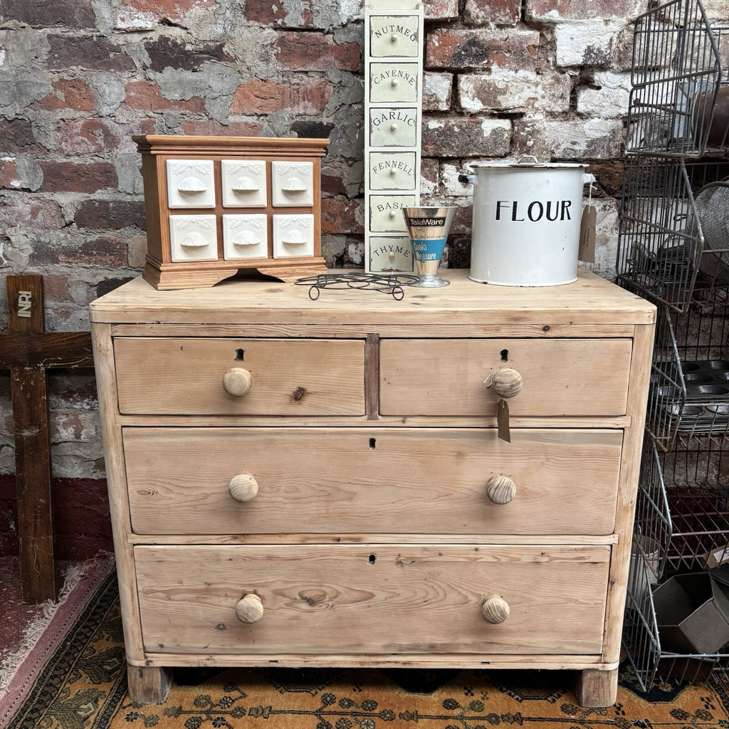 Pine Chest Of Drawers - Victorian - Antique - Cottage