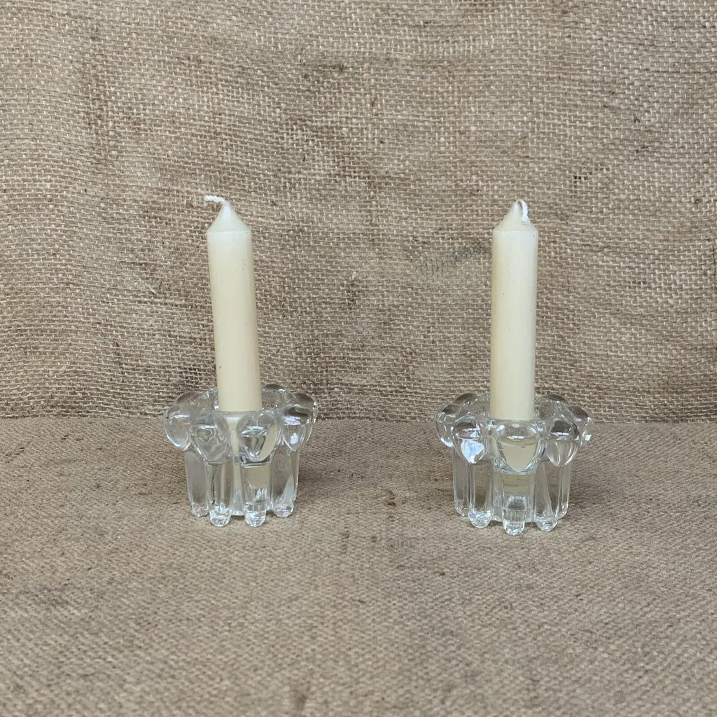 Vintage Clear Glass Candle Holders