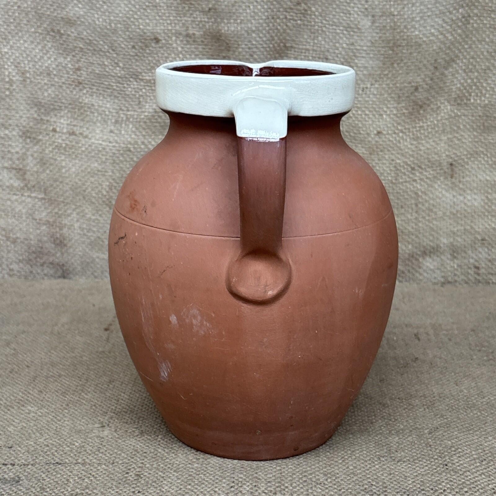 Royal Barum Ware Terracota Jug Large - Half Glazed Rustic Vase - Farmhouse