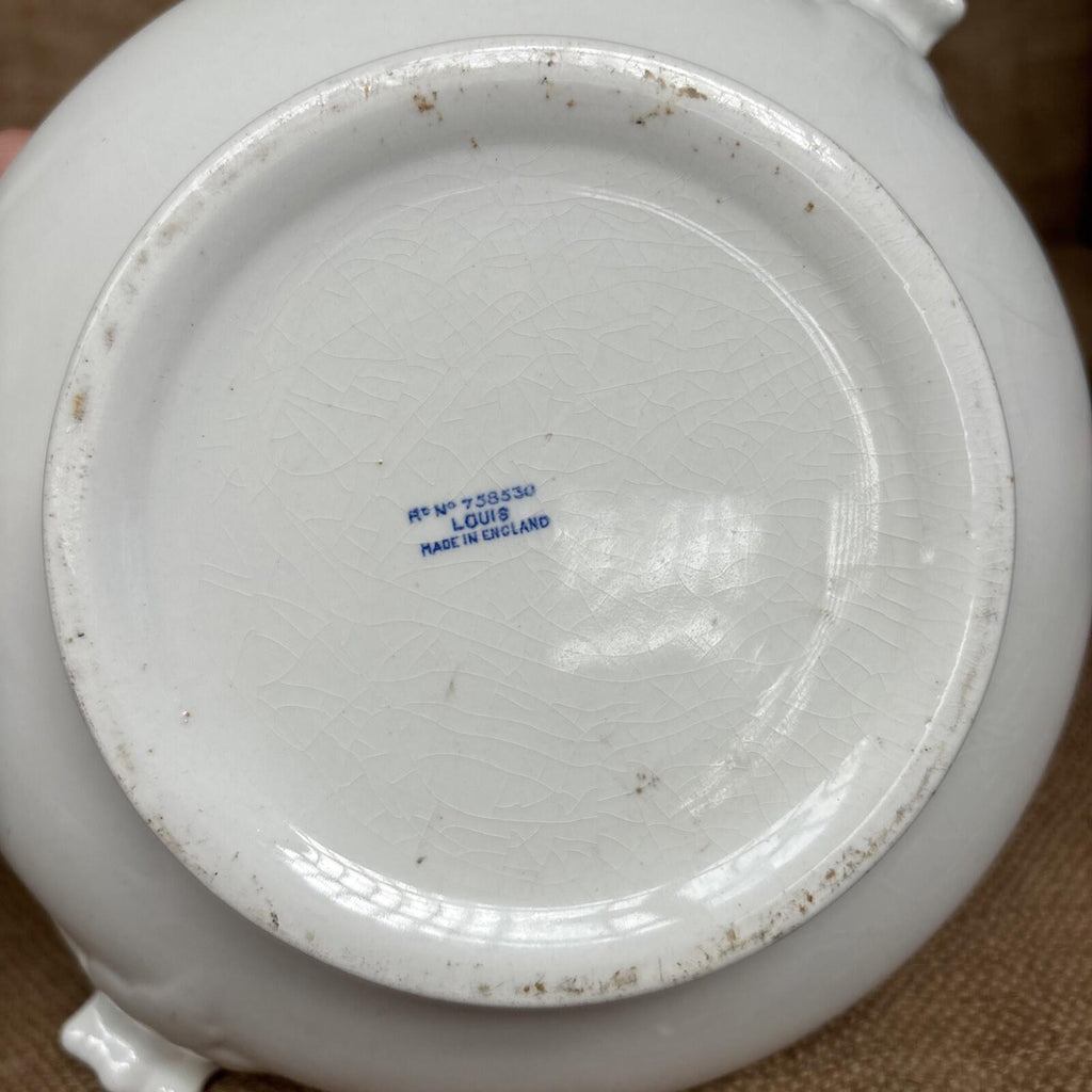 Antique Blue And White Tureen - No Lid - Farmhouse - Cottage - Bulb Bowl