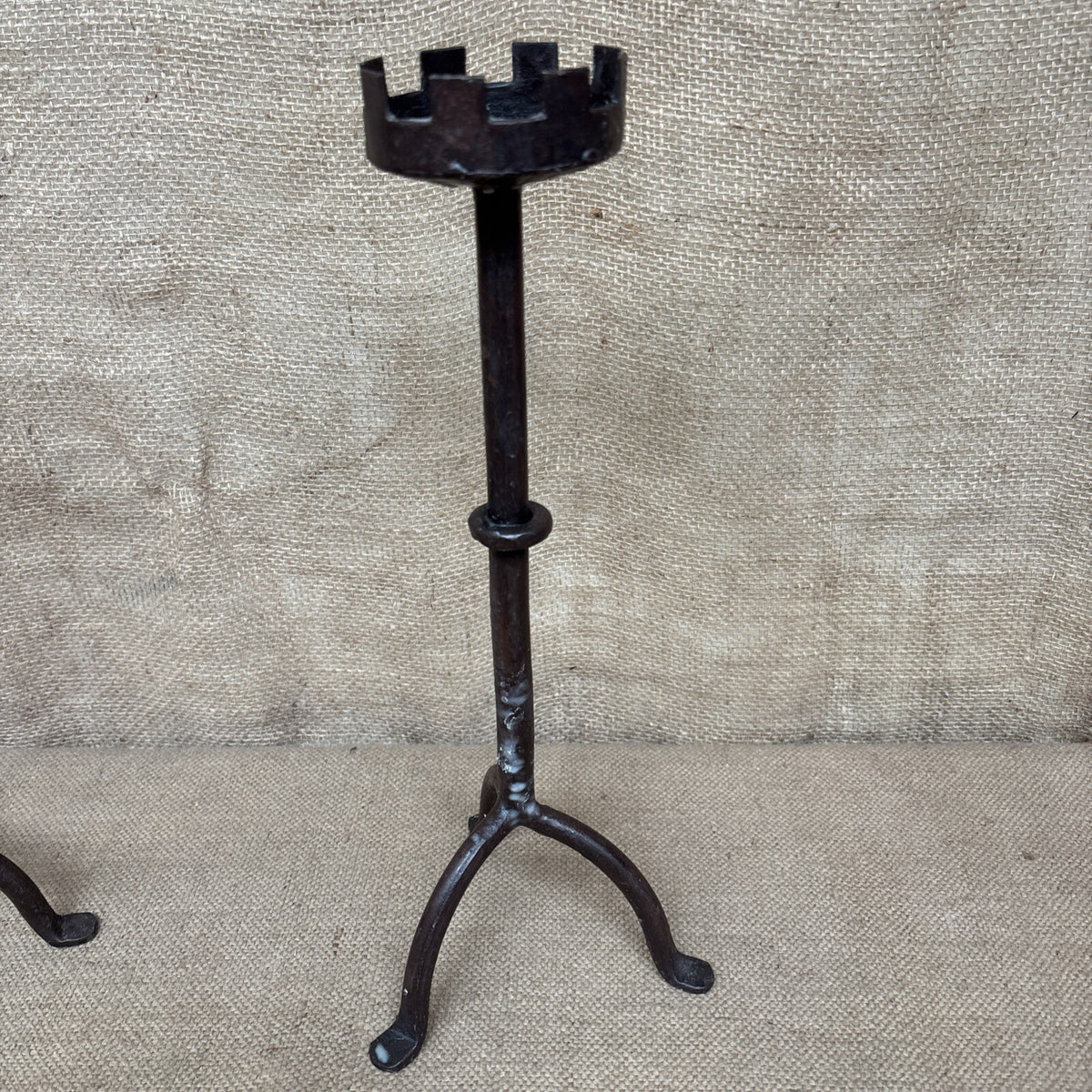 Wrought Iron Candle Holders - Pair - Gothic - Medieval Style - Pillar Candle