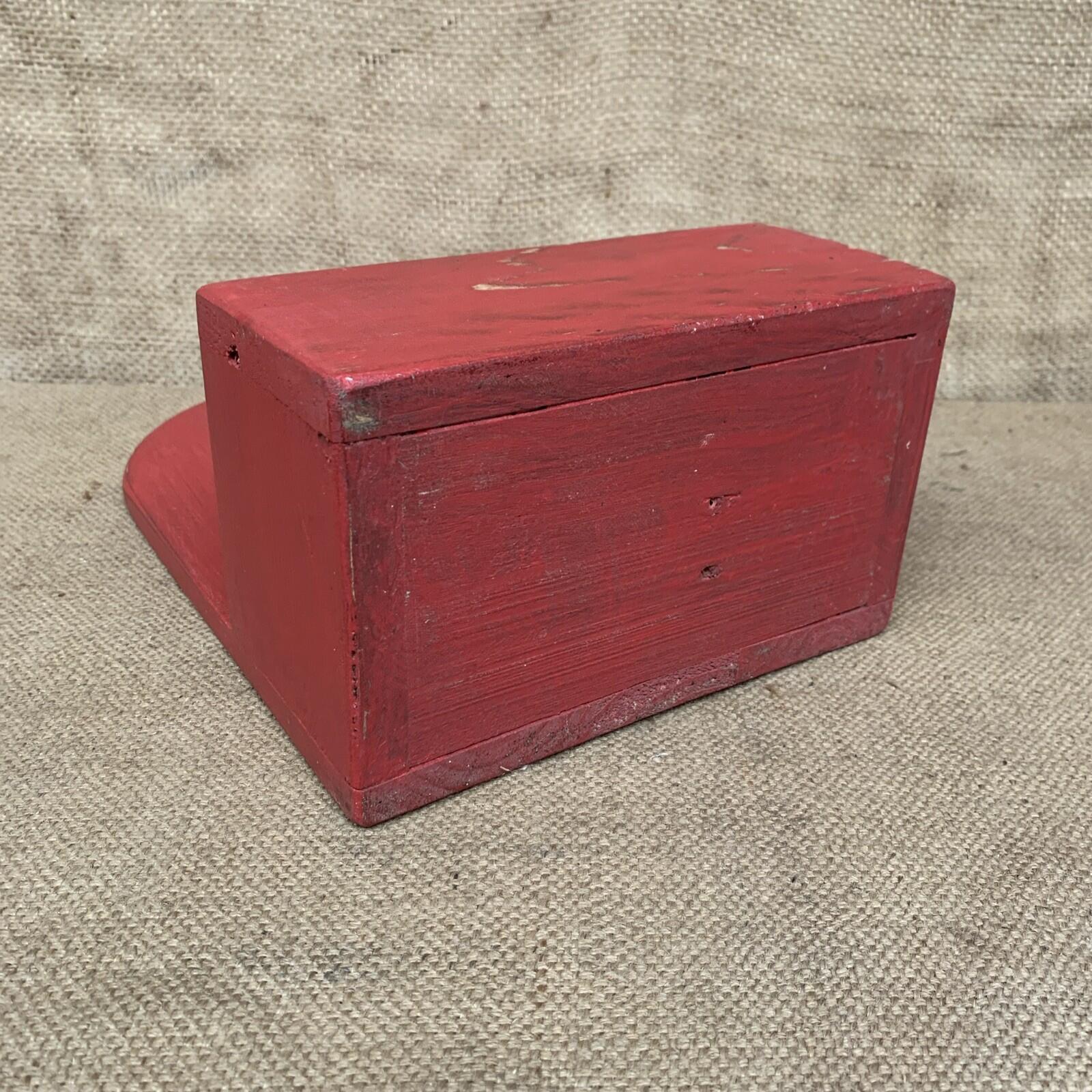 Rustic Wall Box - Worn Red Painted Pine - Farmhouse - Cottage