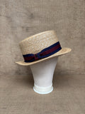 Jaxon & James Straw Boater Hat With Striped Band - Vintage Style