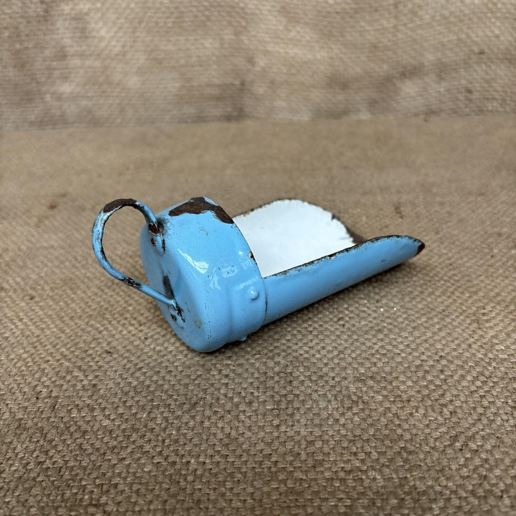 Vintage Small Enamel Scoop - Blue - Antique Kitchenalia - Cottage - Farmhouse