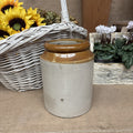 Vintage Stoneware Jar / Utensil Holder /  Two Tone Farmhouse Kitchen