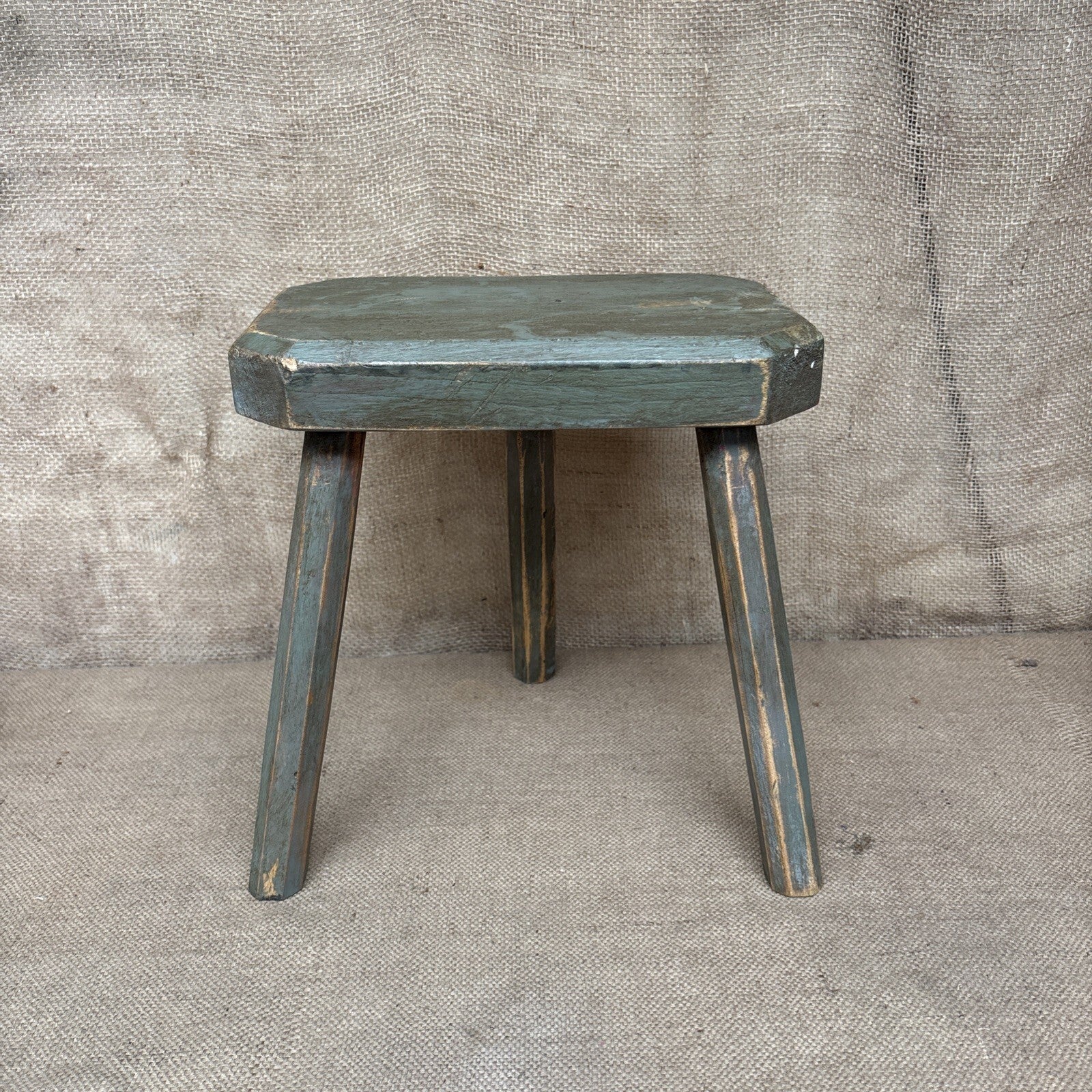 Painted Pine Stool - Farmhouse - Cottage - Plant Stand - Milking Stool