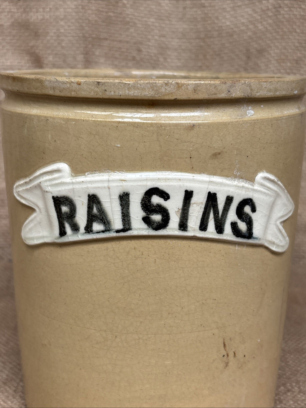 Antique Stoneware Raisins Storage Pot - No Lid - Kitchenalia - Bourne Denby
