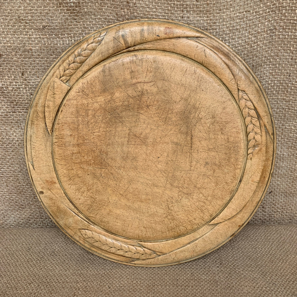 Antique Wooden Bread Board with Wheat Carving #1297