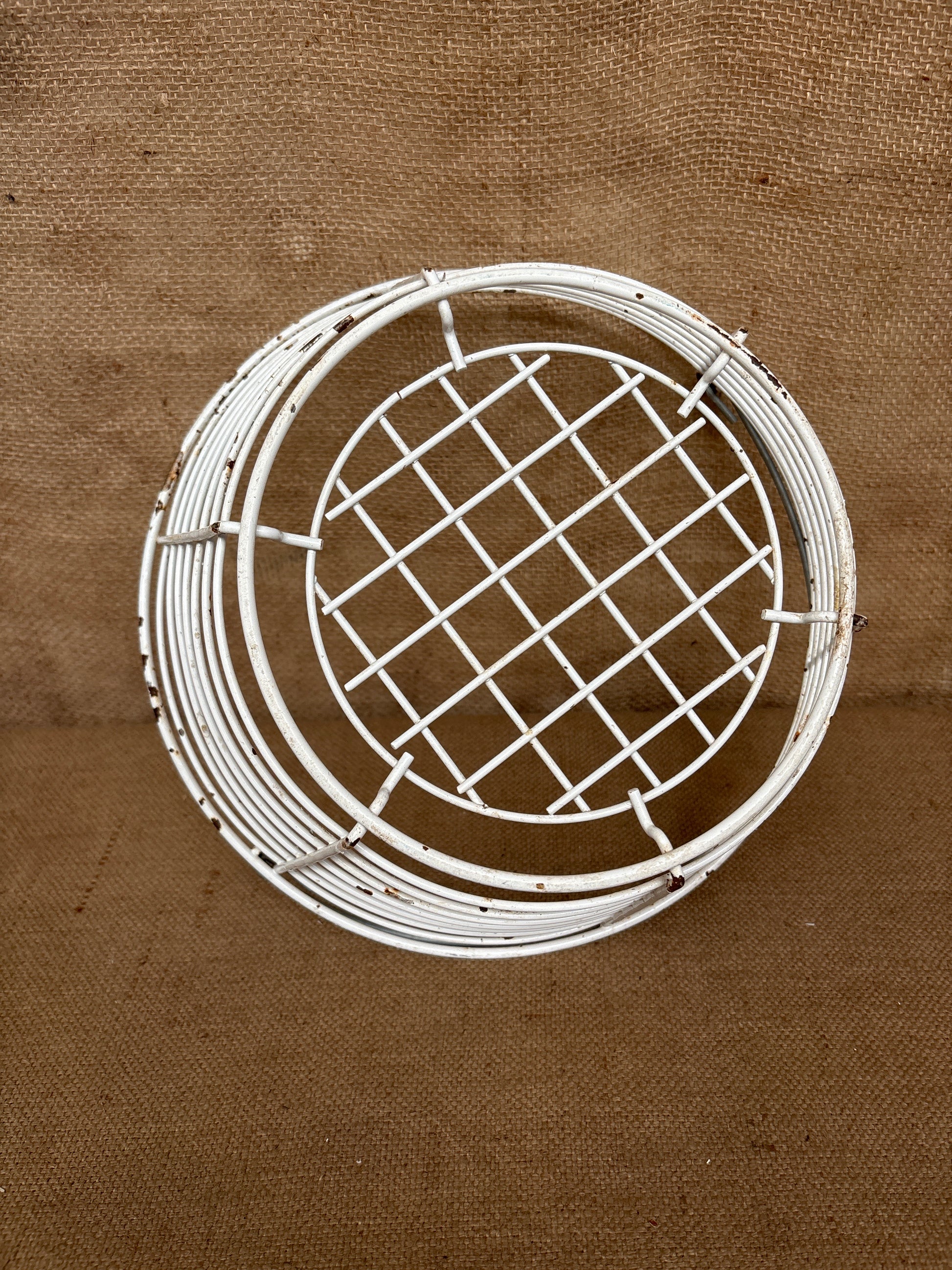Vintage egg baskets- white chippy paint