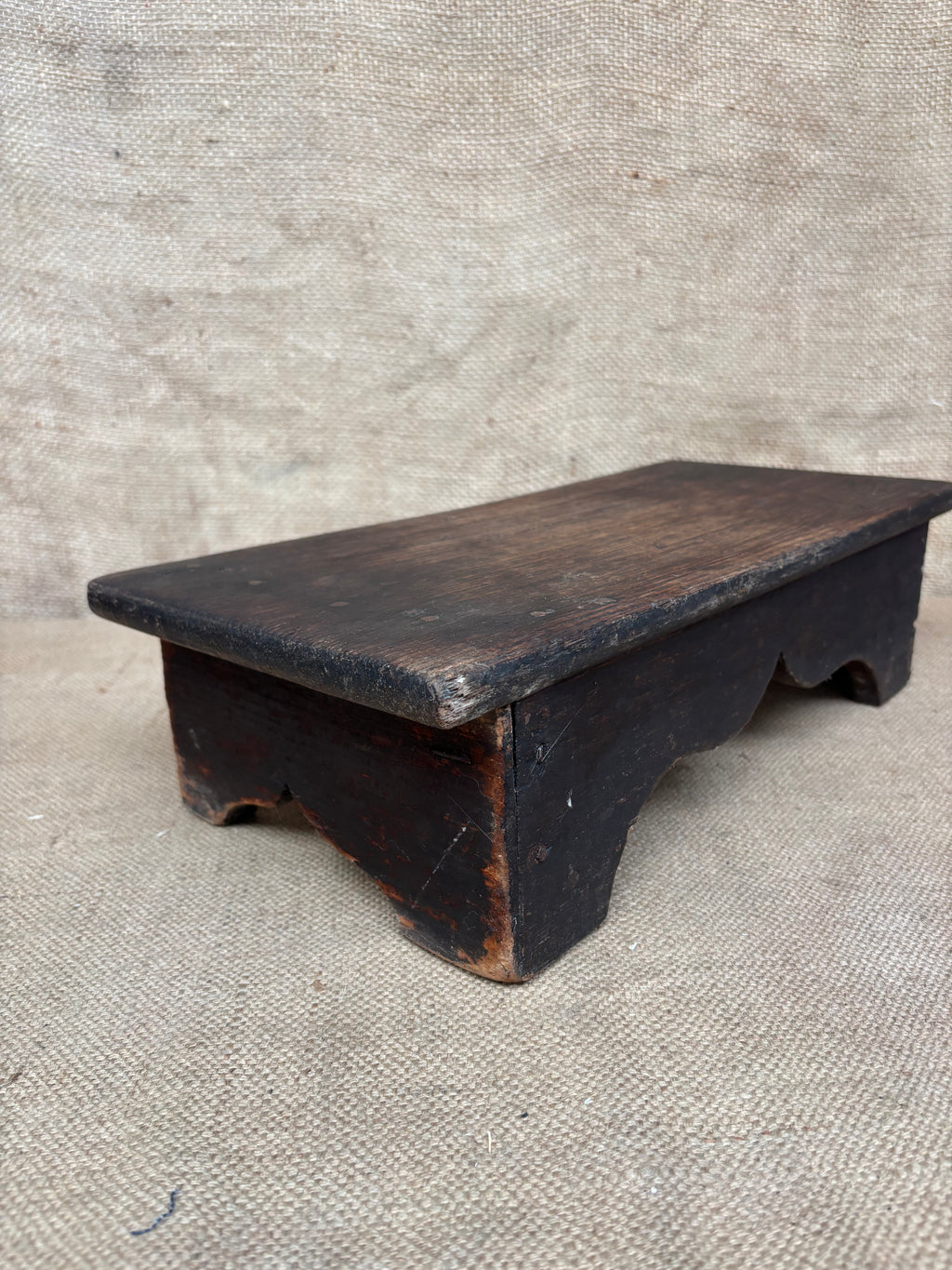 Antique Oak Stool / Kneeler / Step / Plant Stand / Shelf