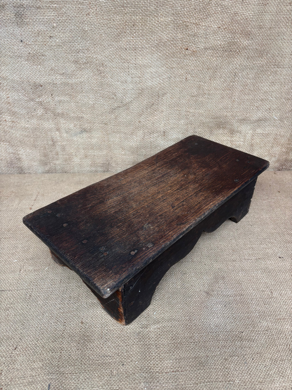 Antique Oak Stool / Kneeler / Step / Plant Stand / Shelf