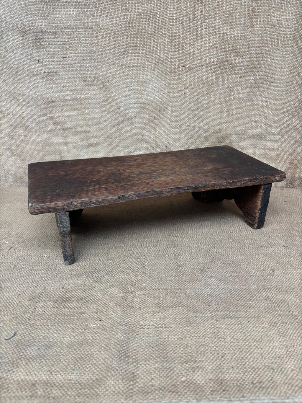 Antique Oak Stool / Kneeler / Step / Plant Stand / Shelf