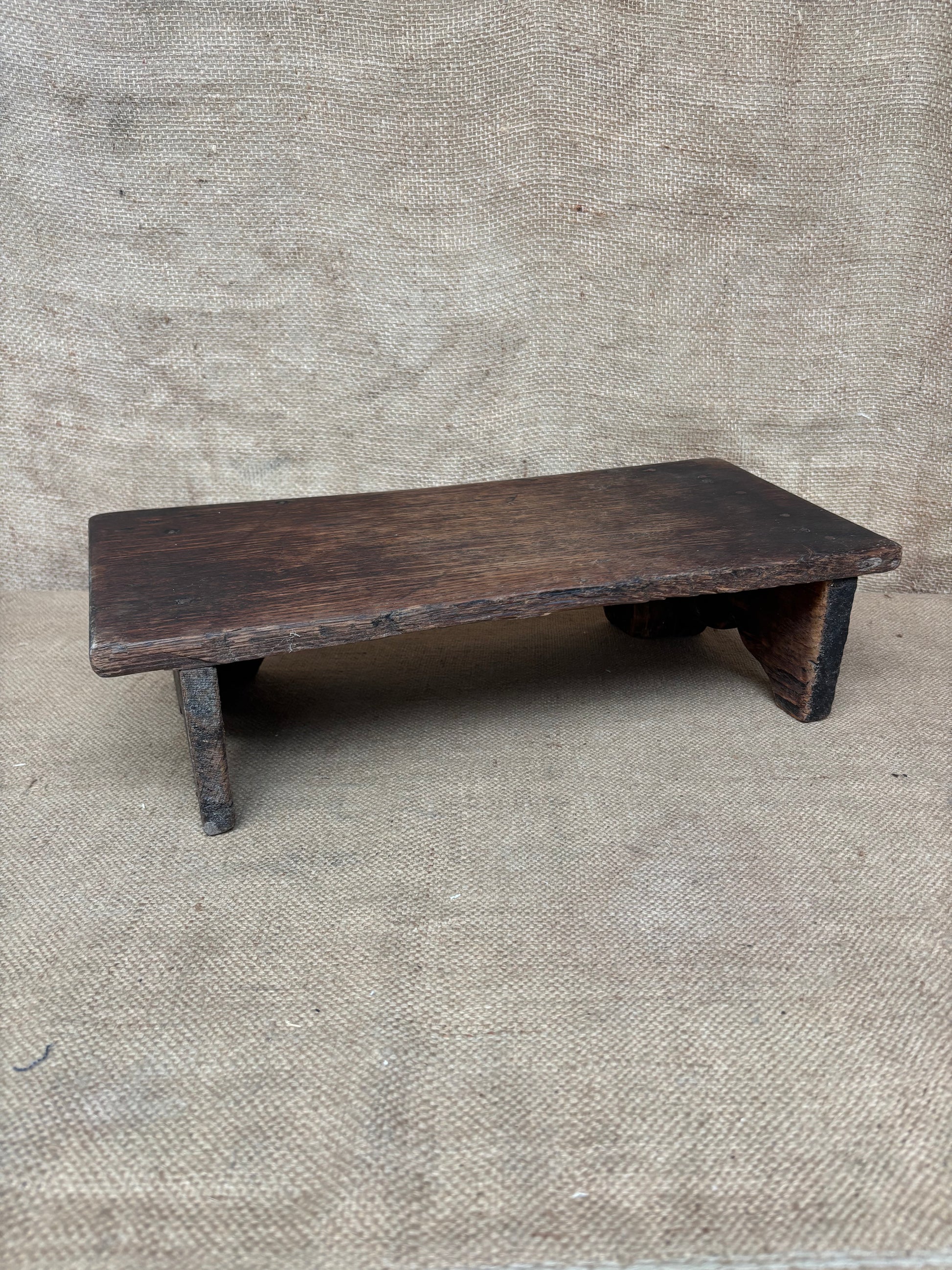 Antique Oak Stool / Kneeler / Step / Plant Stand / Shelf