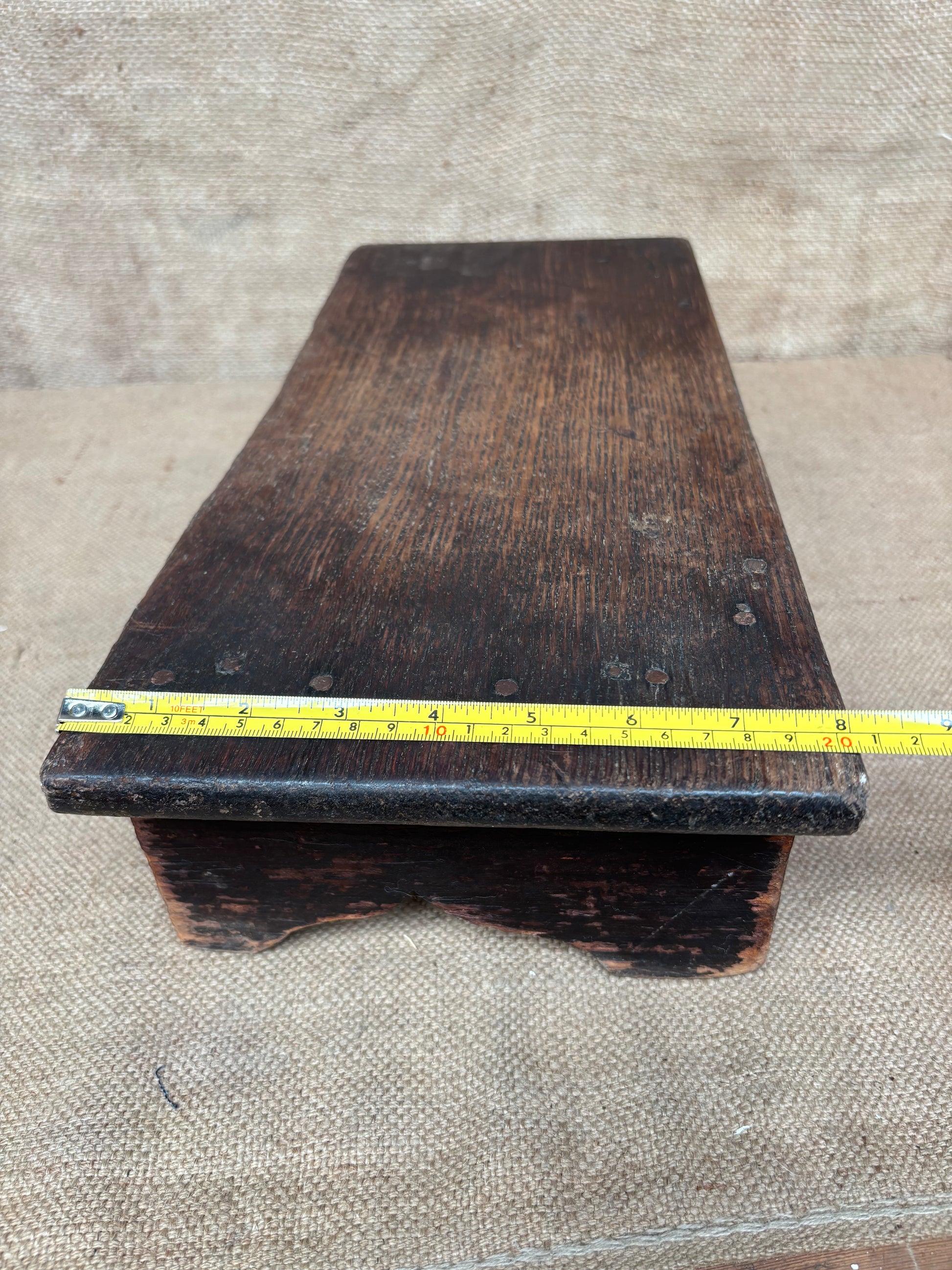 Antique Oak Stool / Kneeler / Step / Plant Stand / Shelf