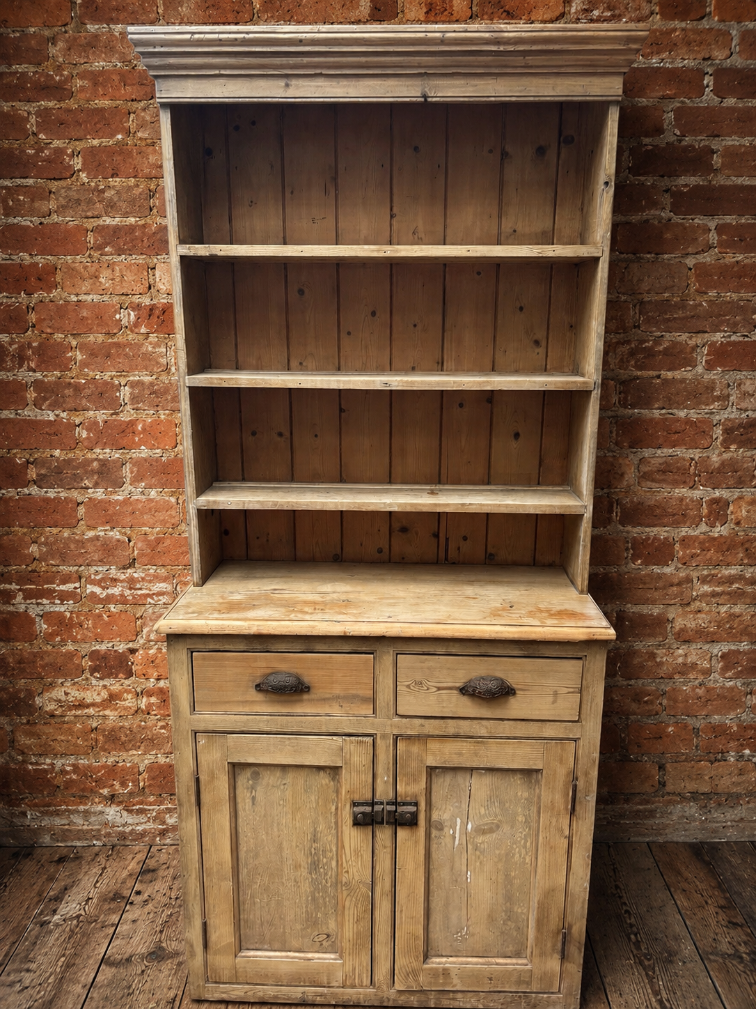 Antique Pine Dresser - Kitchen - 2 Piece - Rustic - Farmhouse