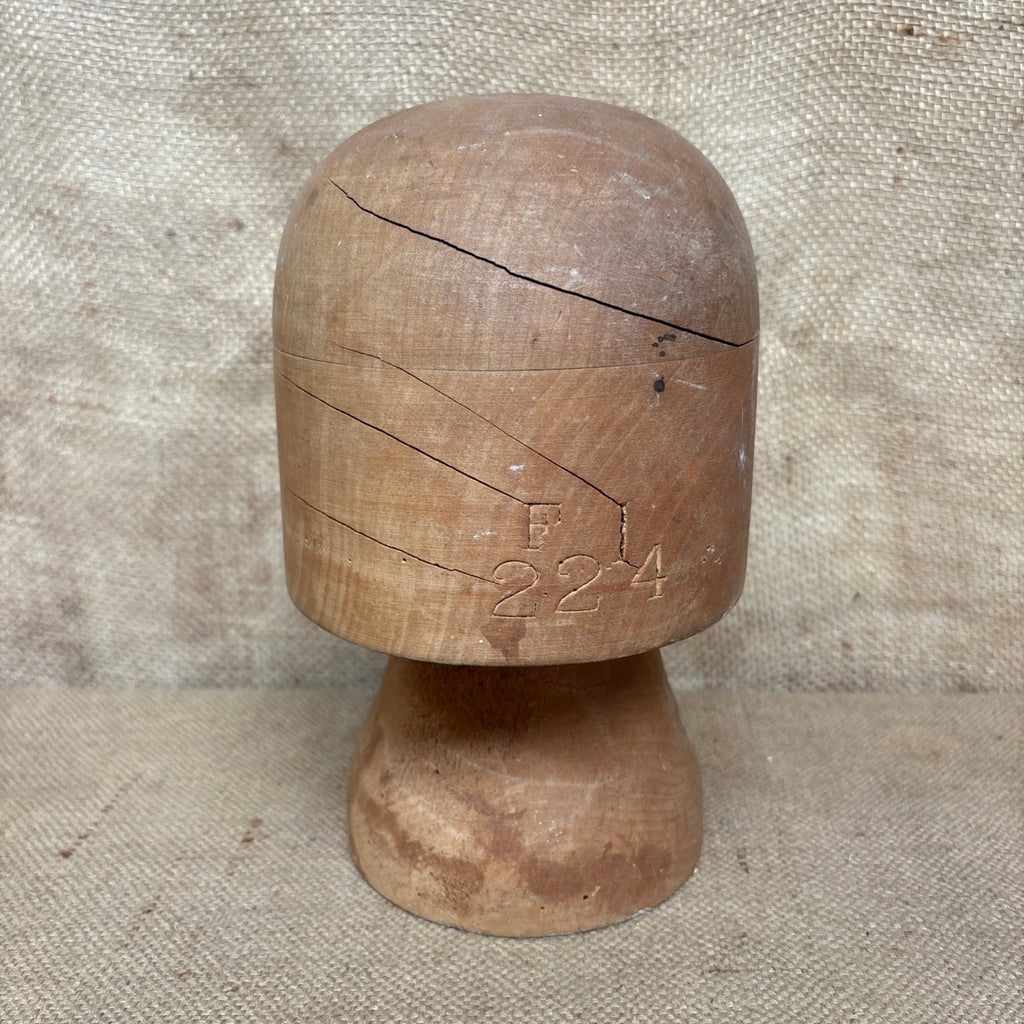 Vintage Wooden Millinery Hat Block With Stand