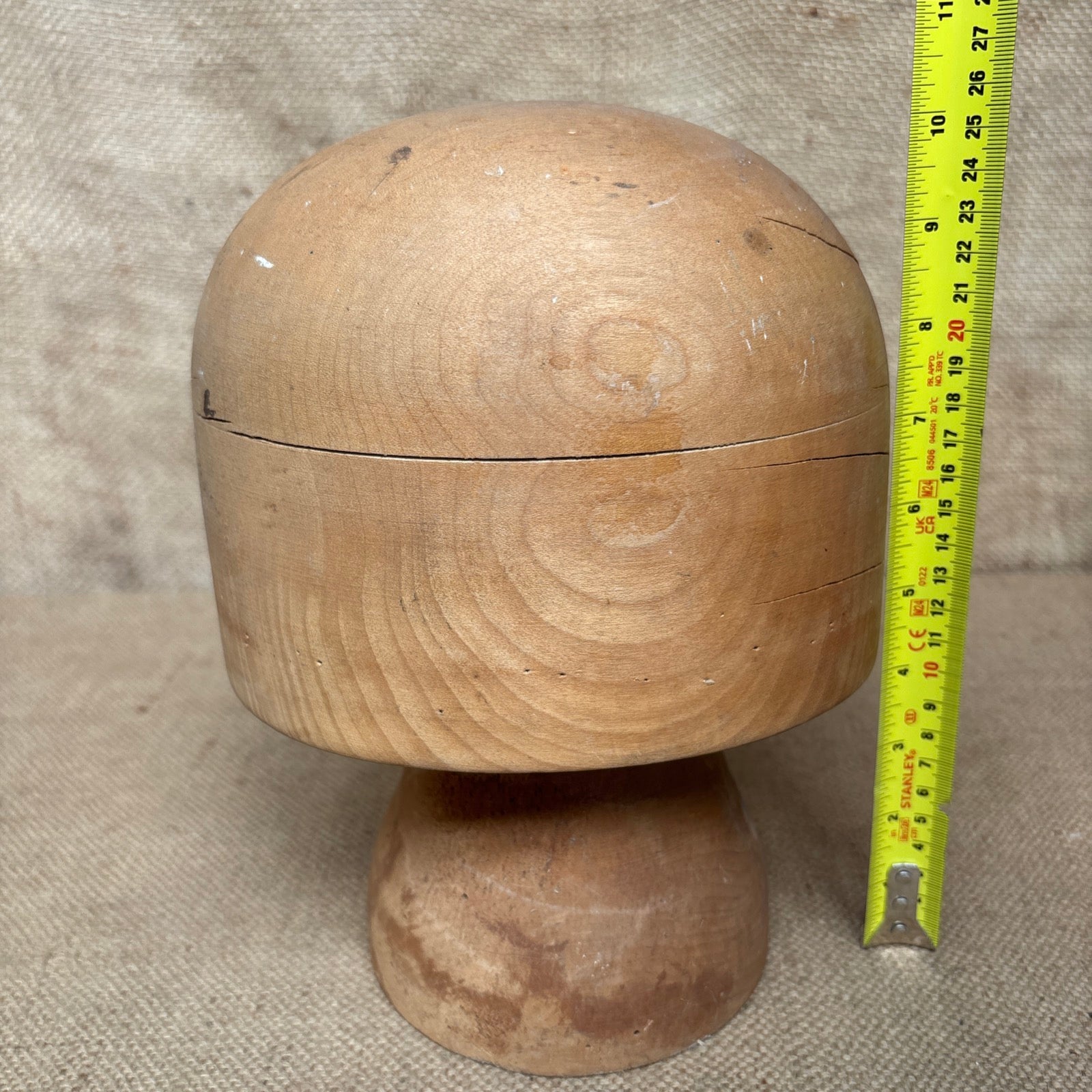 Vintage Wooden Millinery Hat Block With Stand