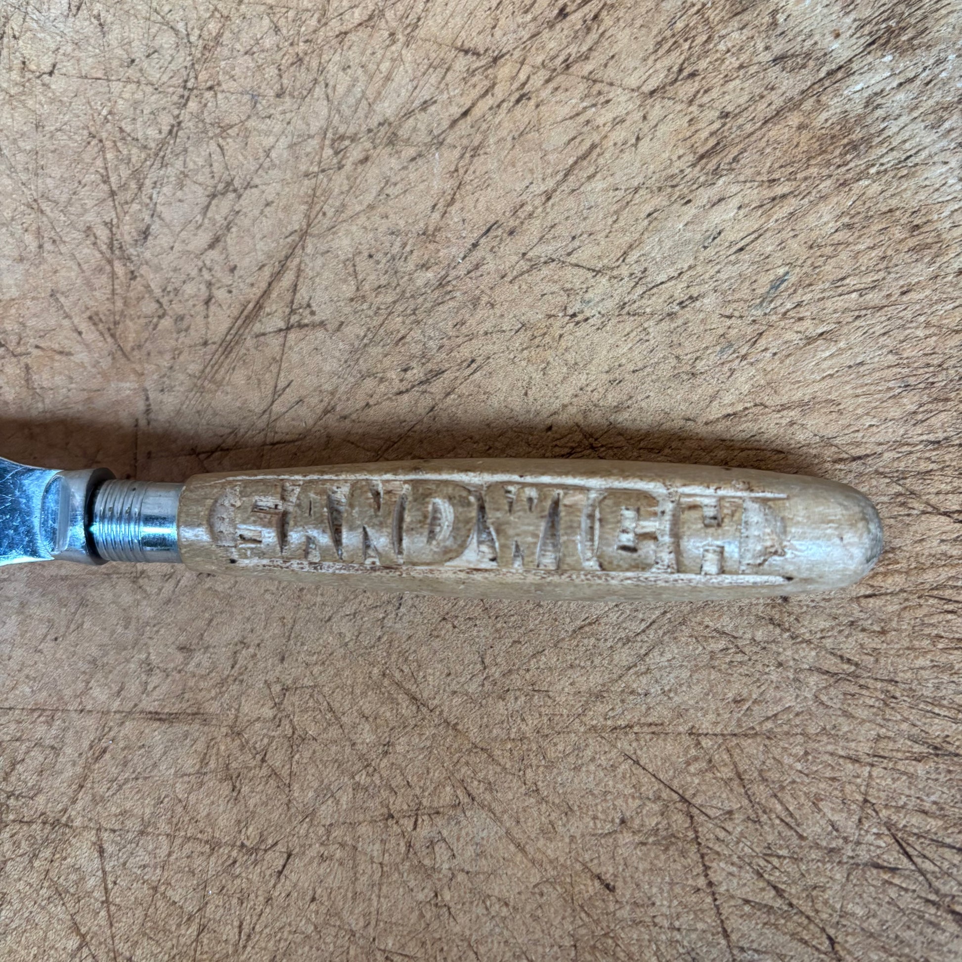 Vintage Butter Knife - Wooden Carved Handle - Sandwich