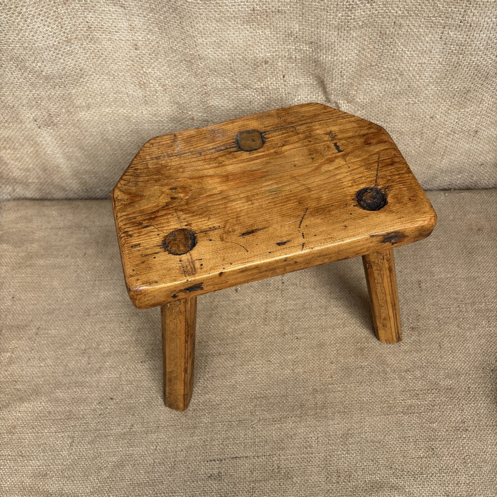 Antique Pine Milking Stool - Farmhouse - Cottage - Plant Stand