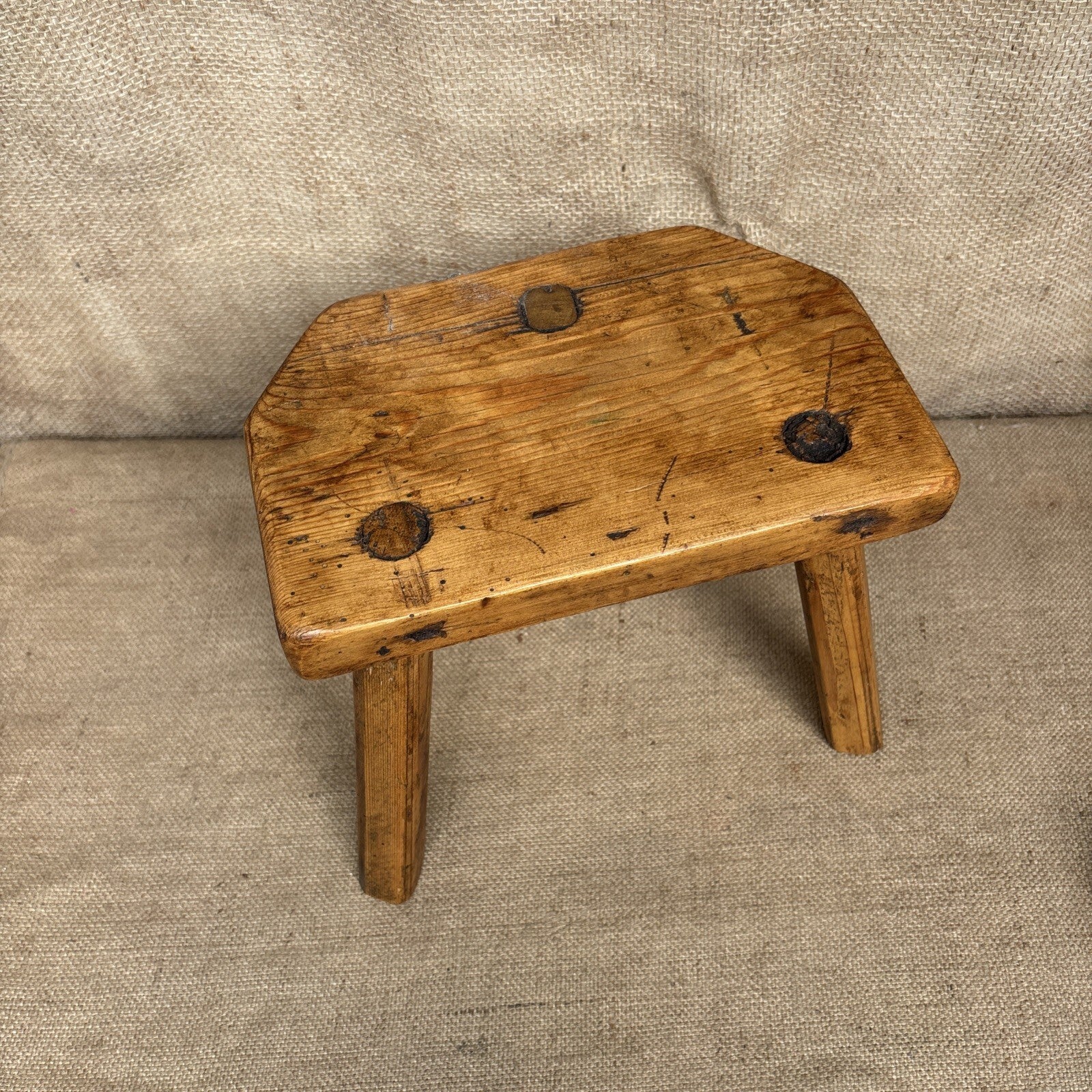 Antique Pine Milking Stool - Farmhouse - Cottage - Plant Stand