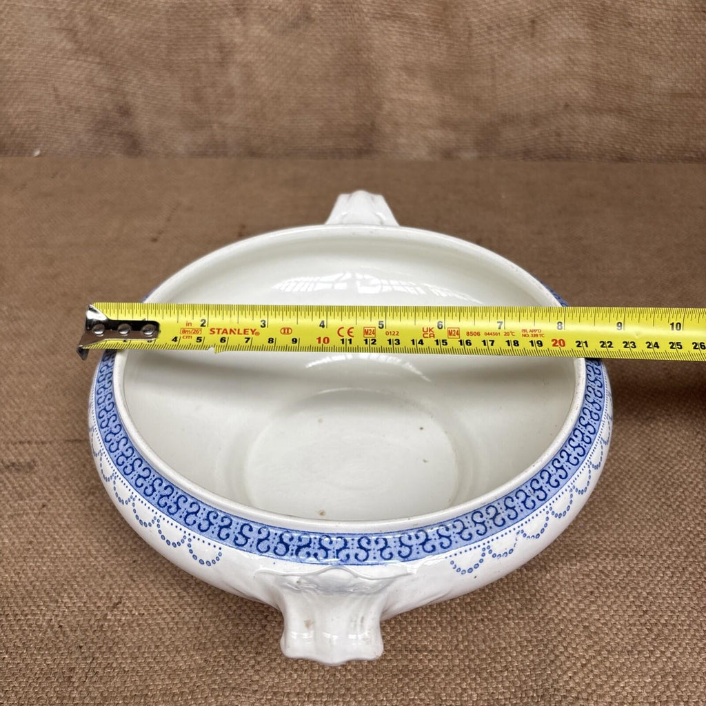 Antique Blue And White Tureen - No Lid - Farmhouse - Cottage - Bulb Bowl