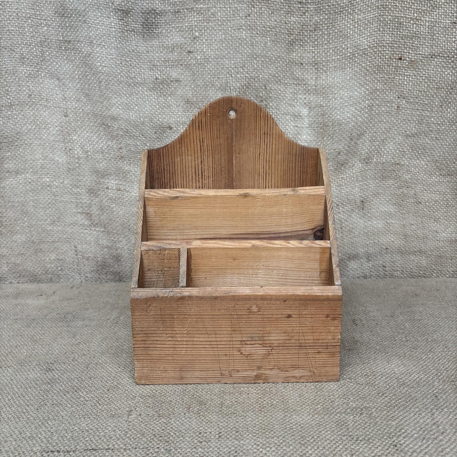 Vintage Pine Letter Rack / Stationary Storage - Farmhouse - Cottage
