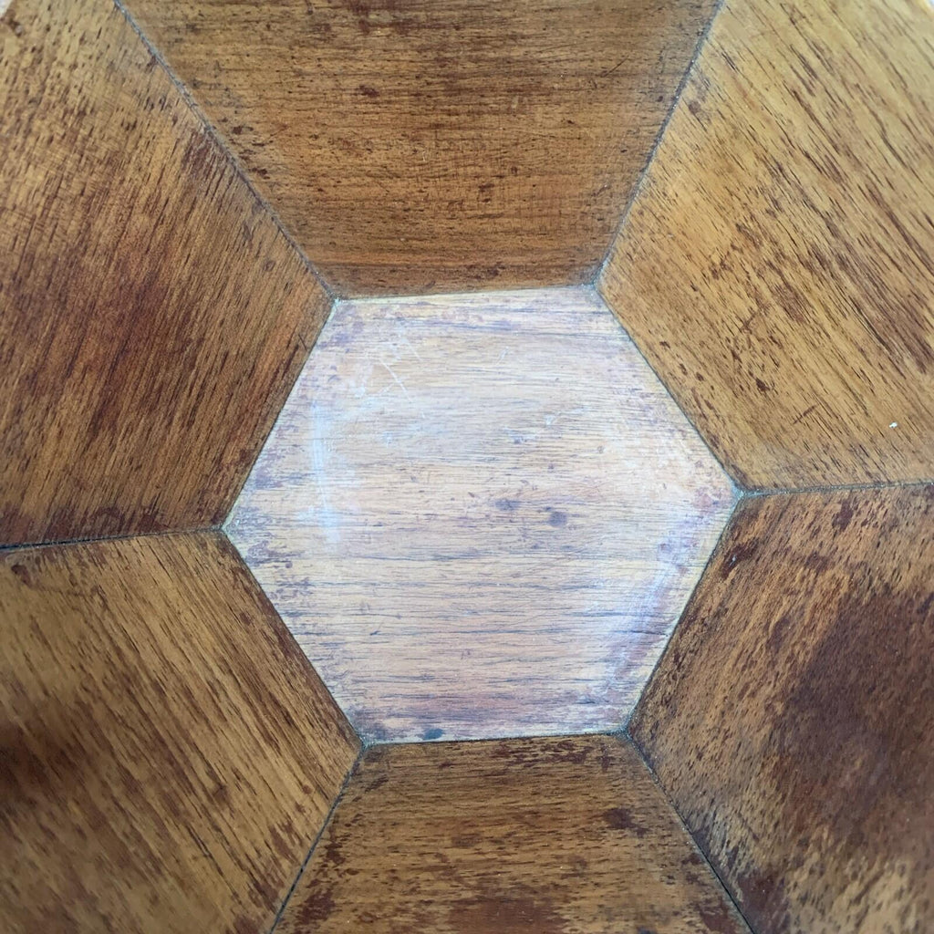 Vintage Hexagon Wooden Bowl - Farmhouse - Cottage