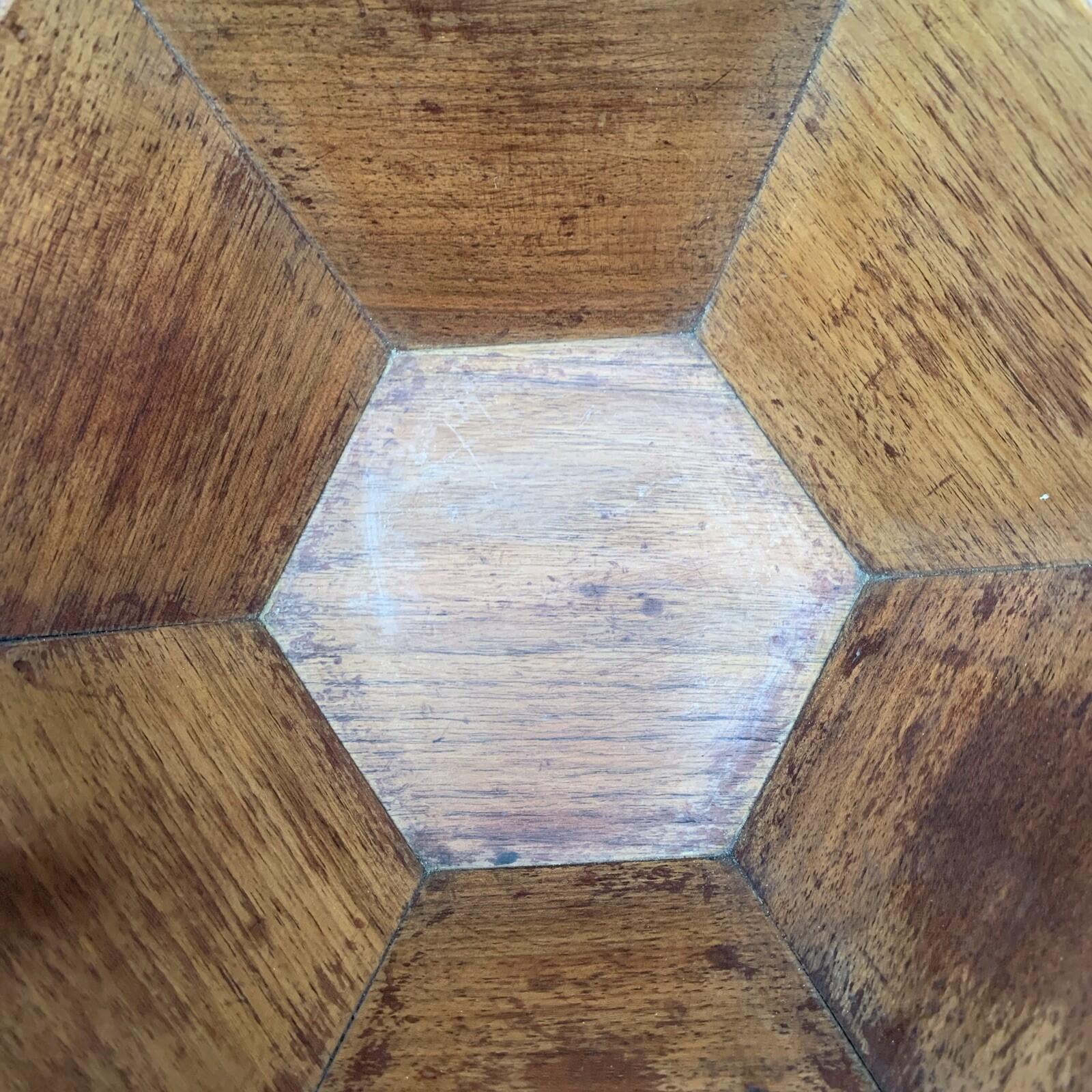Vintage Hexagon Wooden Bowl - Farmhouse - Cottage