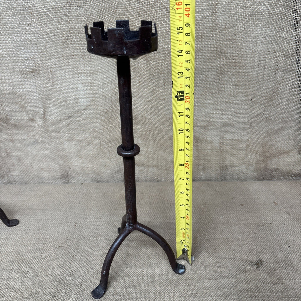 Wrought Iron Candle Holders - Pair - Gothic - Medieval Style - Pillar Candle