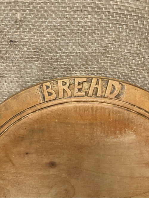 Antique Carved Round Bread Board - English Kitchenalia - Farmhouse - Cottage