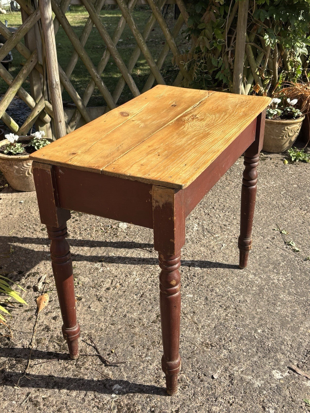 Rustic Pine Table - Small - Original Painted Legs - Farmhouse - Cottage
