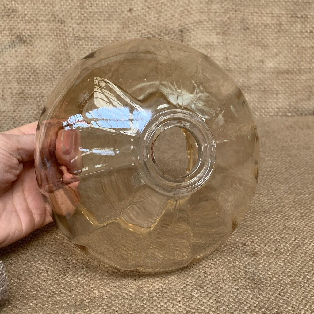 Vintage Amber Glass Internal Iridescent Scallop Lamp Shade