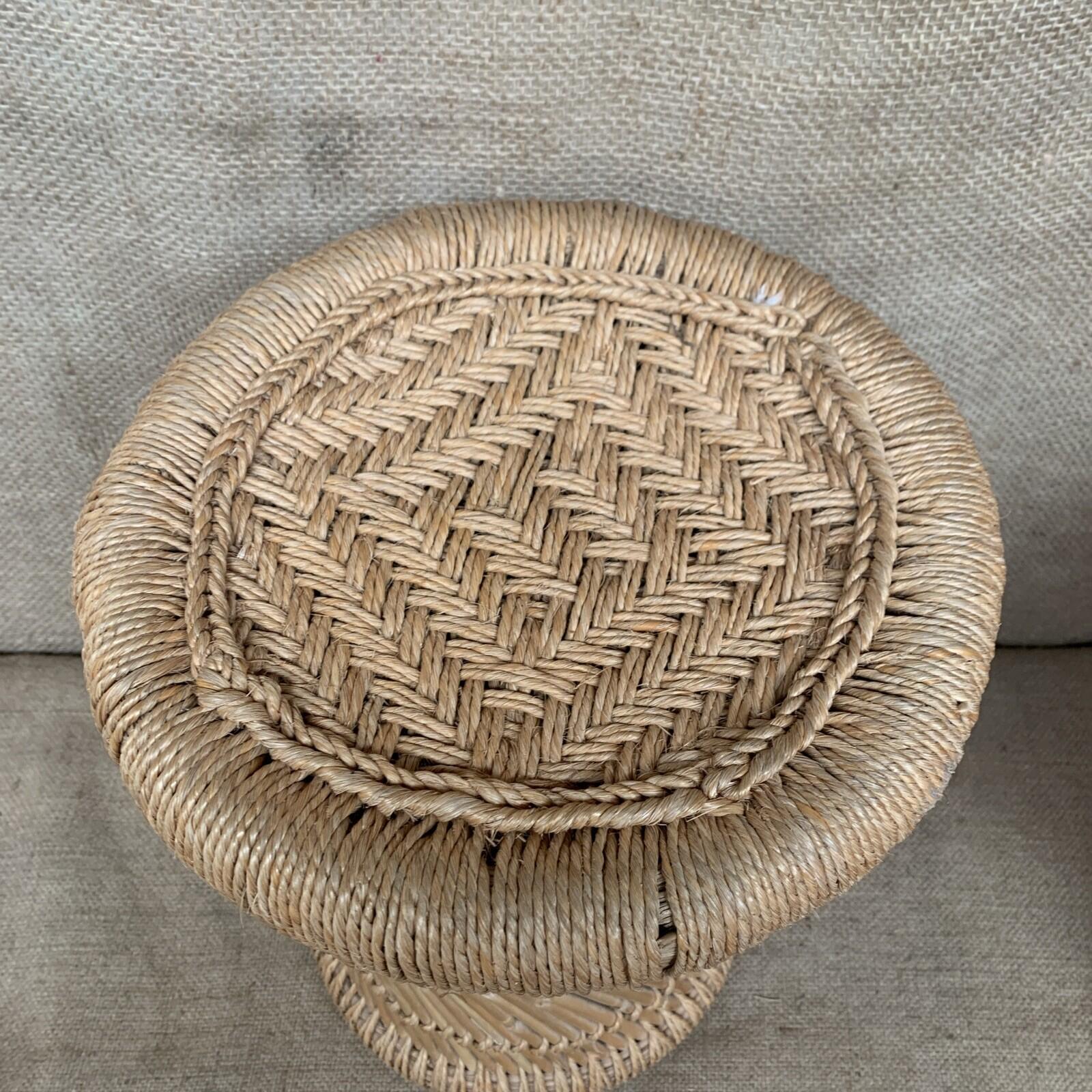 Vintage Boho Bamboo Plant Stand / Side Table / Rattan / Conservatory X 2