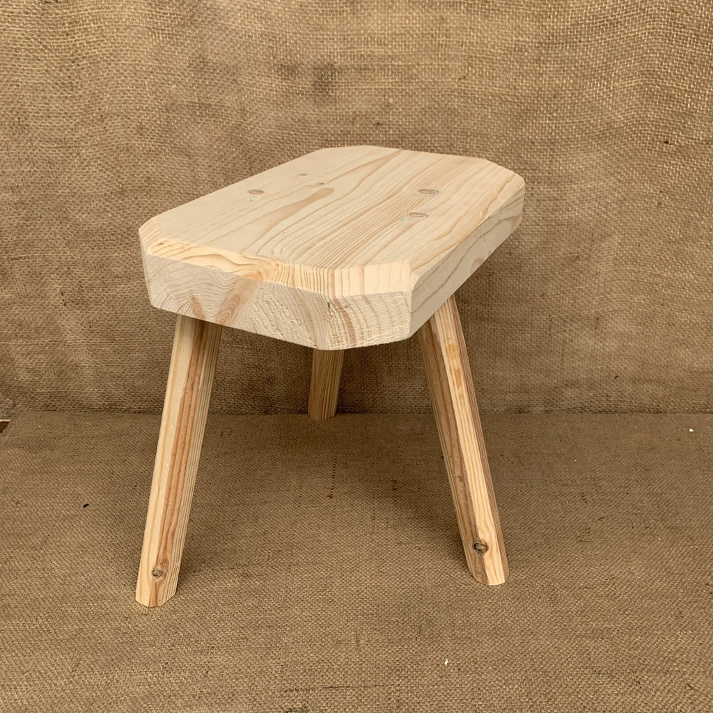 Three Leg Pine Stool - Farmhouse - Cottage - Plant Stand - Milking Stool