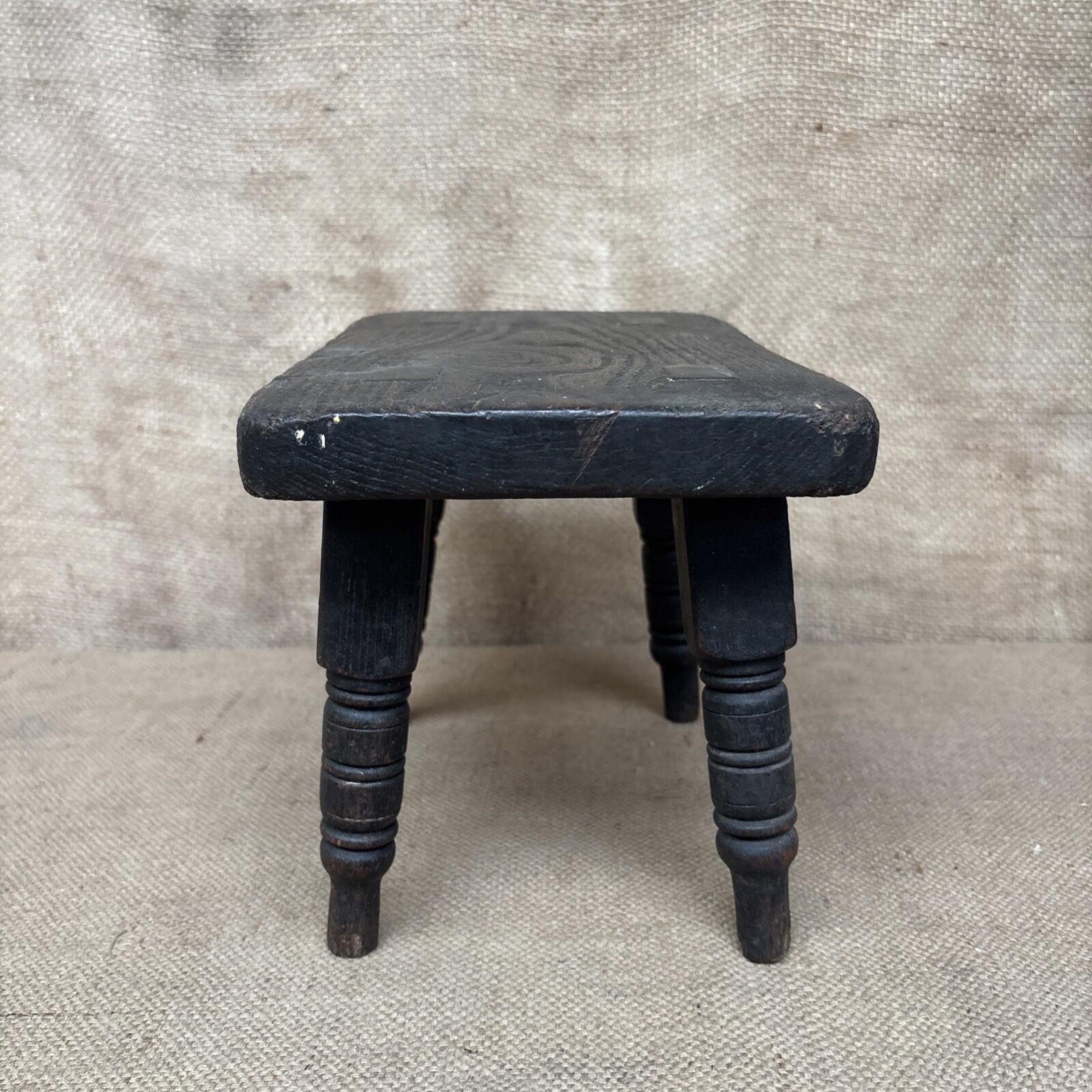 Antique Oak Stool - Welsh - Farmhouse - Cottage - Plant Stand