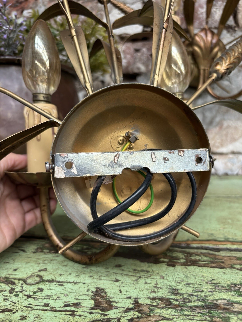 A Pair of Vintage Wheat Ear Design Wall Lights, Esconces