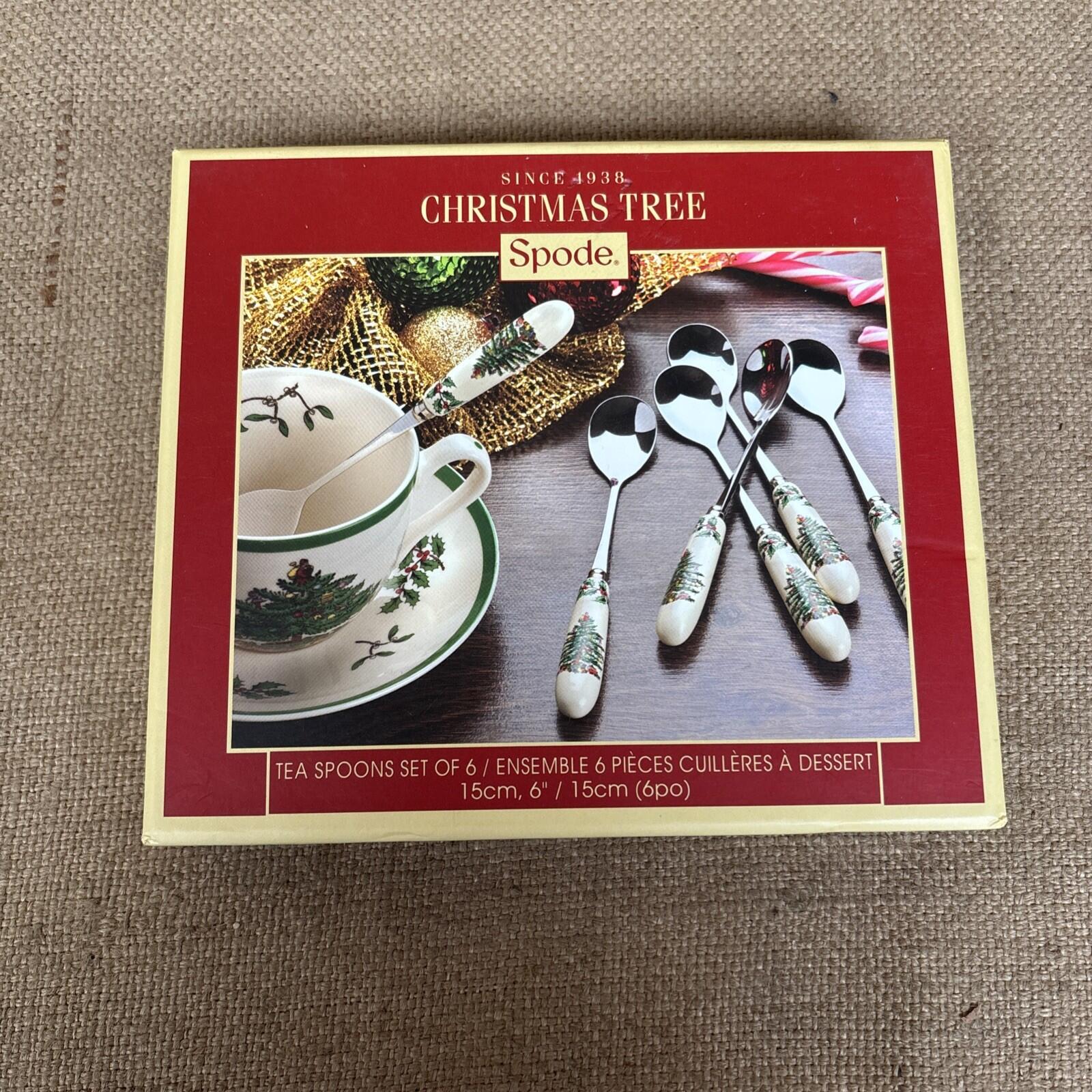 Spode Christmas Tree Teaspoons 6 New In Box