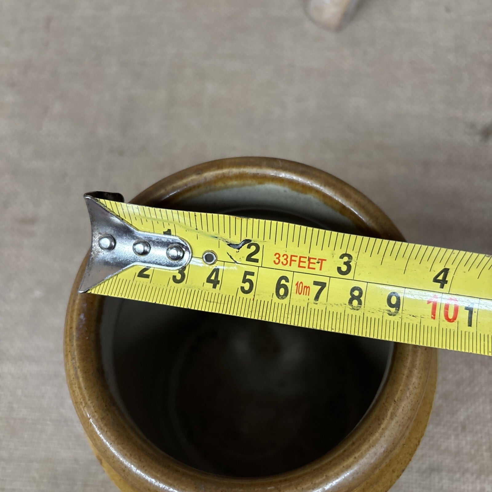 Vintage Stoneware Jar / Utensil Holder /  Two Tone Farmhouse Kitchen