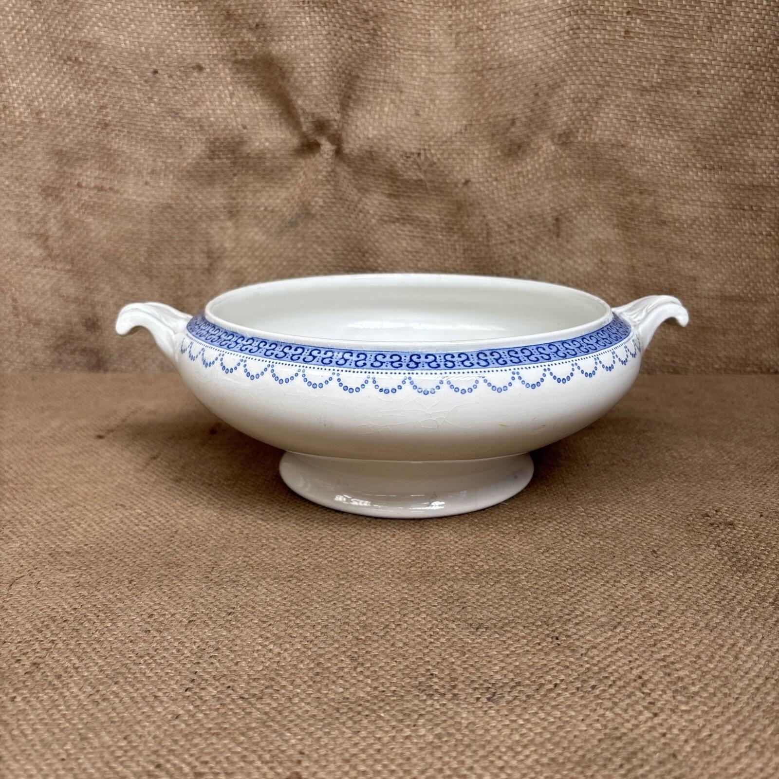 Antique Blue And White Tureen - No Lid - Farmhouse - Cottage - Bulb Bowl