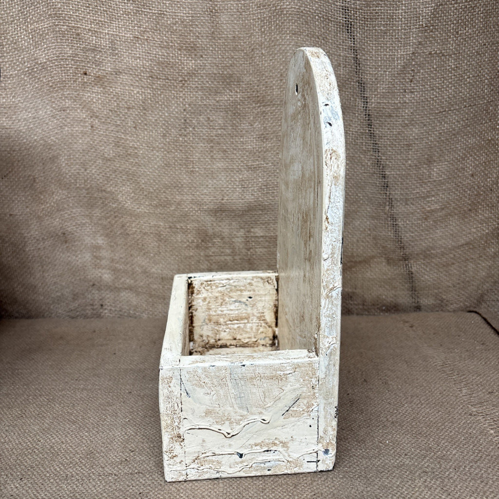Rustic Wall Box - Worn Painted Pine - Farmhouse - Cottage