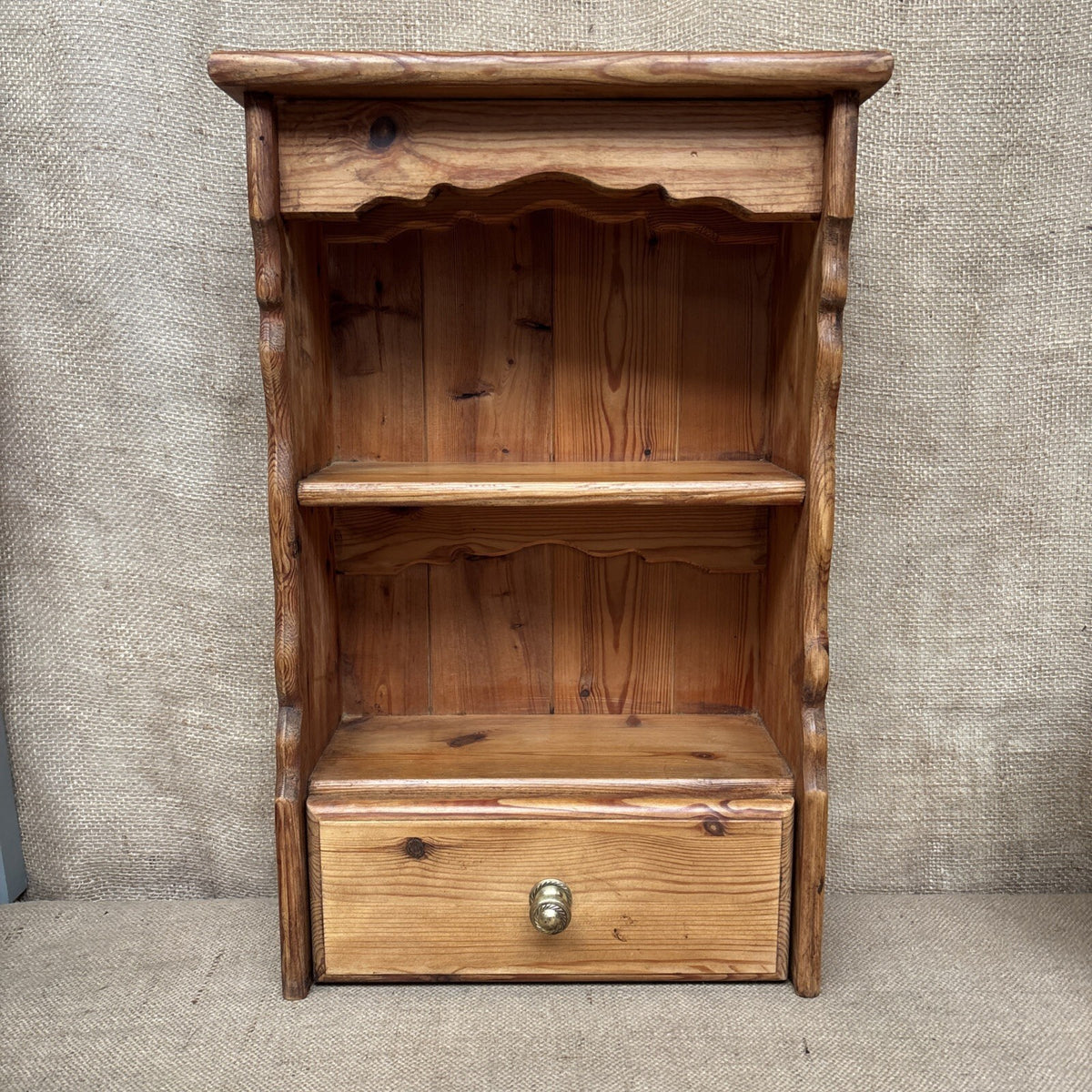 Pine Wall Mounted Display Shelf with Single Drawer / Farmhouse / Cottage