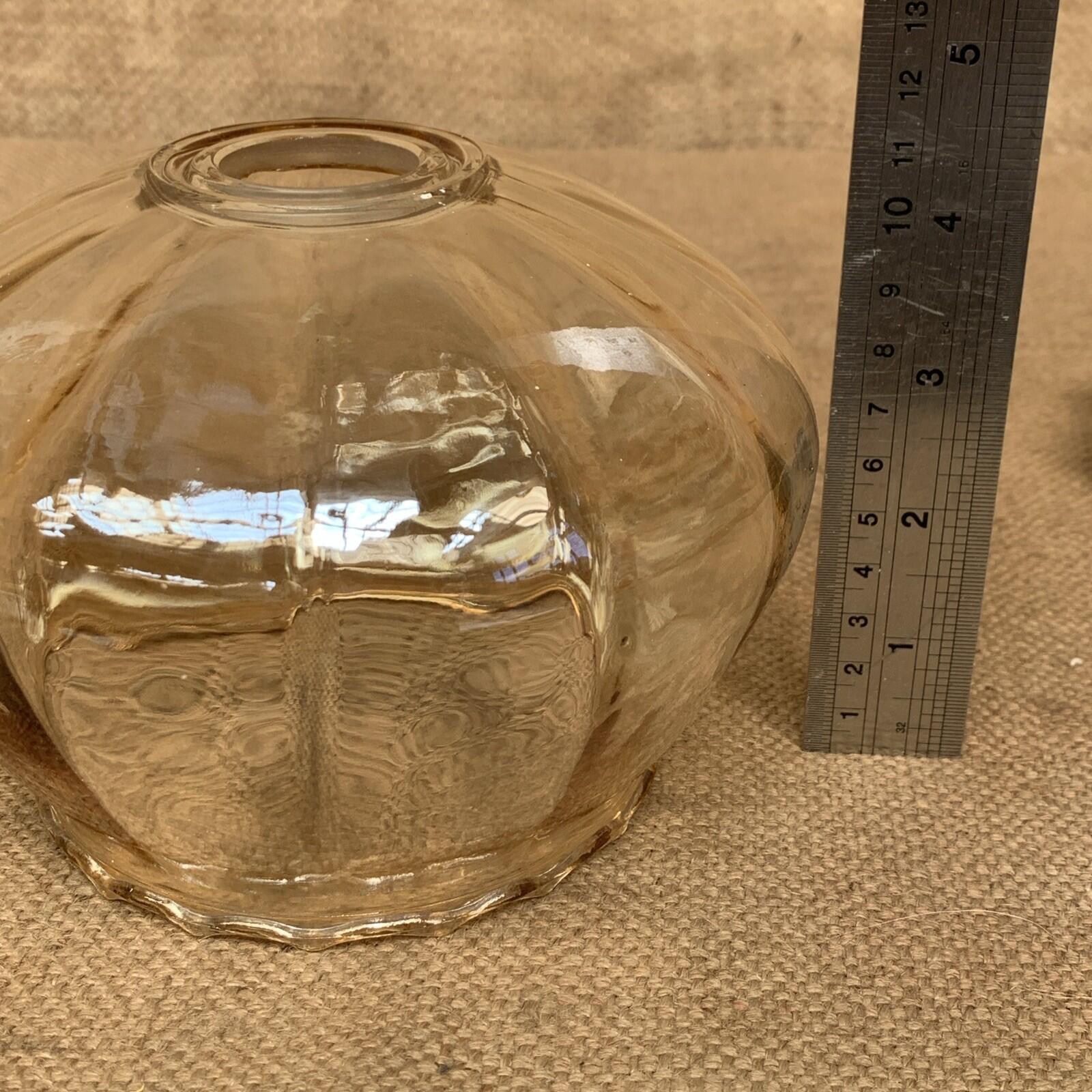 Vintage Amber Glass Internal Iridescent Scallop Lamp Shade