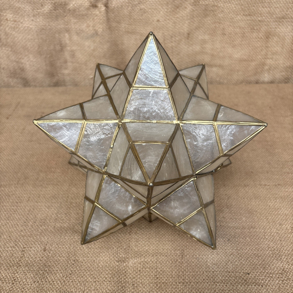 Capiz shell star pendant lampshade - Large - Vintage - Celestial - Gold